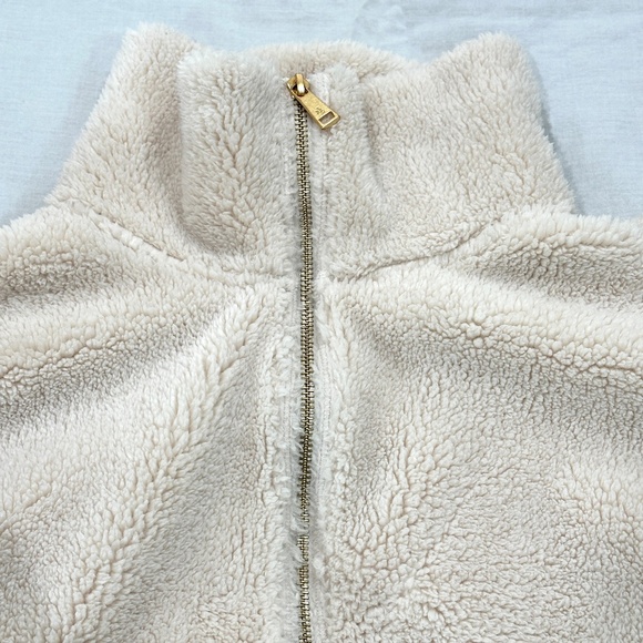LAUREN RALPH LAUREN CREAM POLAR SHERPA FAUX SHEARLING 1/4 ZIP PULLOVER - Picture 3 of 9